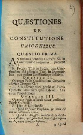 quaestiones de constitutione Unigenitus