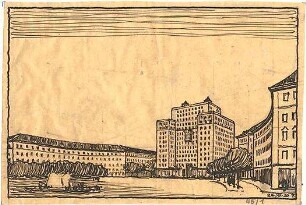 Fischer, Theodor; München, Sendlinger Tor Platz; Hochhaus - Perspektive