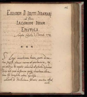 [Brief von Justus Didamar an Jakob Theodor Didamar (1572)]