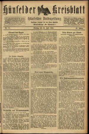 Ausgabe vom Dienstag, den 31. Juli 1923.
