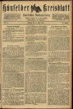 Ausgabe vom Dienstag, den 31. Juli 1923.