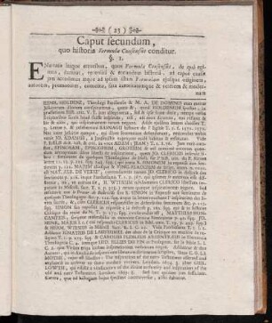 Caput secundum, quo historia Formulæ Consensûs conditur.