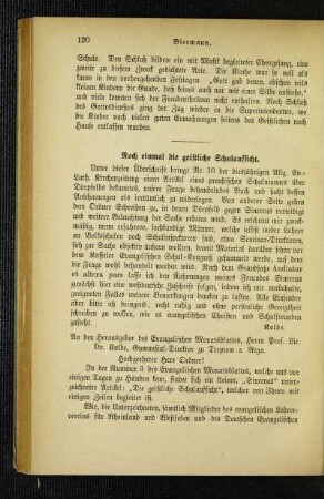 Noch einmal die geistliche Schulaufsicht