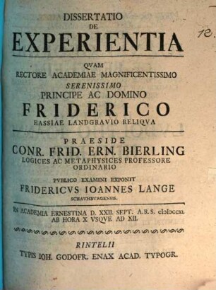 Diss. de experientia