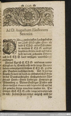 Ad D. Augustum Electorem Saxoniae