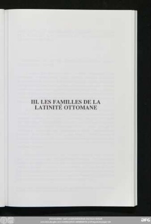 III. Les Familles De La Latinité Ottomane