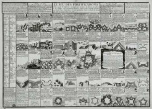 Le jeu des fortifications : Le jeu des fortifications. Kupferstich, koloriert; 49,4 x 69 cm. um 1698