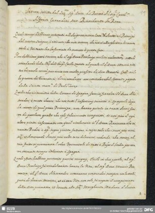 [Faszikel 3:] Lettera scritta dal Serenissimo Signor Duca di Parma al Signor Cavaliere Alfonso Carandini suo Residente in Roma