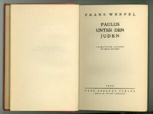 Paulus unter den Juden. Dramatische Legende in sechs Bildern
