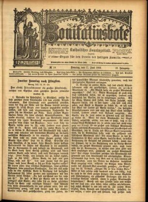 Erste Ausgabe vom Sonntag, den 17. Juni 1900.