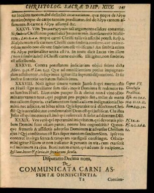 Disputatio Decima nona, De Communicata Carni Assumtae Omniscientia.