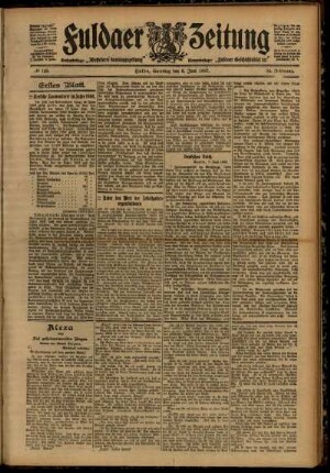 Erste Ausgabe vom Samstag, den 08. Juni 1907.