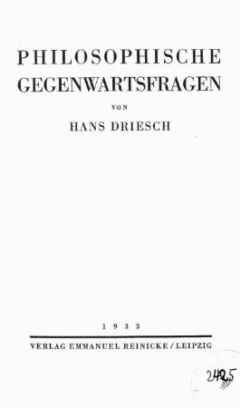 Philosophische Gegenwartsfragen