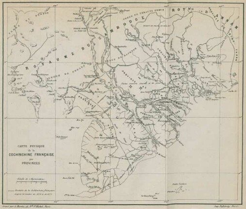 Carte physique de la Cochinchine francaise par provinces