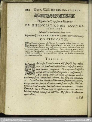 Disputatio Vigesima Secunda De Enunciationum Conversionibus