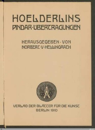 Hölderlins Pindar-Übertragungen