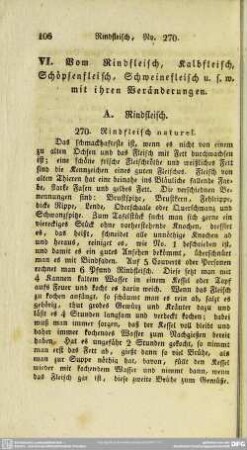 VI. Vom Rindfleich, Kalbfleisch, Schöpfenfleisch, Schweinefleisch u.s.w. mit ihren Veränderungen