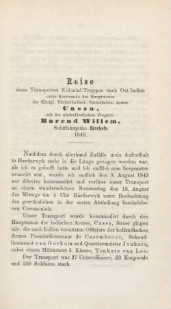 Reise eines Transportes Kolonial-Truppen nach Ost-Indien ...