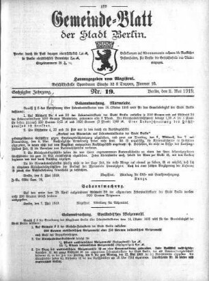1919,19: Nr. 19, 11. Mai 1919