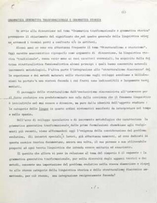 1-2, Grammatica generativa trasformazionale e grammatica storica