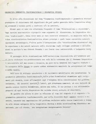 1-2, Grammatica generativa trasformazionale e grammatica storica