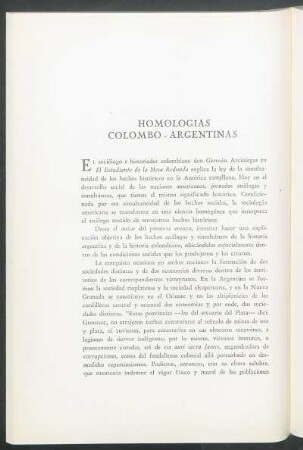 Homologías colombo-argentinas
