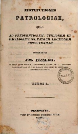 Institutiones patrologiae, 1