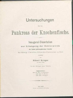 Untersuchungen über das Pankreas der Knochenfische