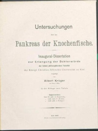 Untersuchungen über das Pankreas der Knochenfische