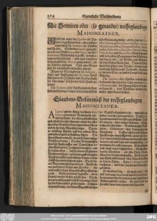 Glaubens-Bekäntnüß der rechtglaubigen Mahometaner.