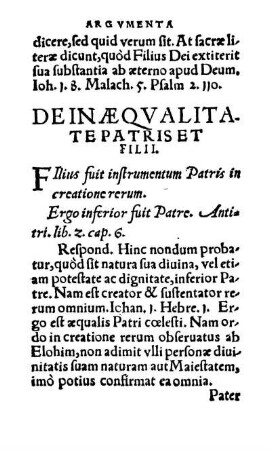 De Inæqvalitate Patris Et Filii
