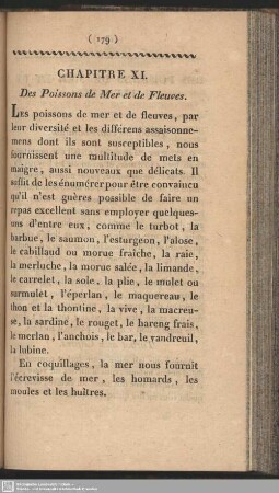 Chapitre XI. Des Poissons de Mer et de Fleuves