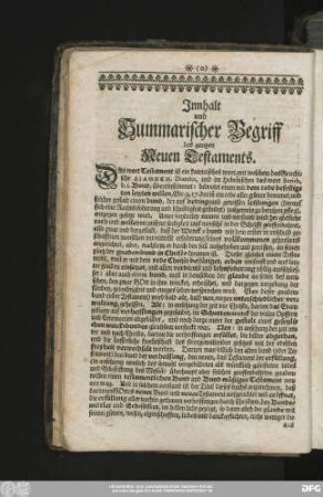 Innhalt und Summarischer Begriff des gantzen Neuen Testaments.