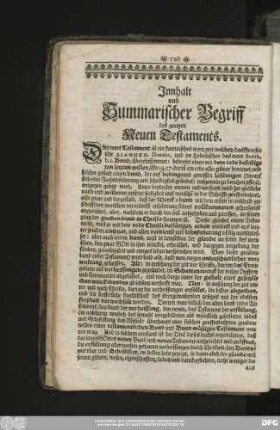 Innhalt und Summarischer Begriff des gantzen Neuen Testaments.