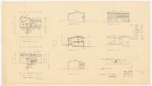 Fa. Thonet, Frankenberg/Eder. Thonet-Siedlung Wohnhaus Jakobi: Lageplan, Grundrisse, Aufrisse, Schnitt 1:1000, 1:100