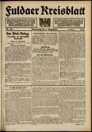Ausgabe vom Donnerstag, den 05. September 1918.