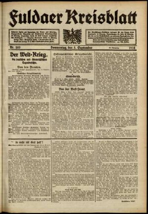 Ausgabe vom Donnerstag, den 05. September 1918.