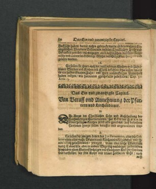 Das Ein und zwantzigste Capitel. Von Beruff und Annehmung der Pfarrern und Kirchendiener.