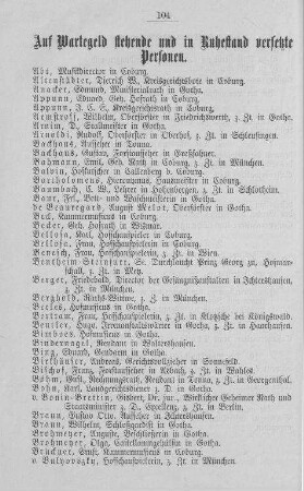 Auf Wartegeld stehende und in Ruhestand versetzte Personen