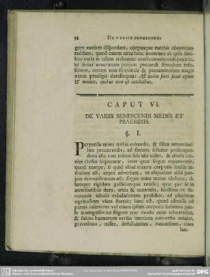 Caput VI. De Variis Senescendi Mediis et Praesidiis