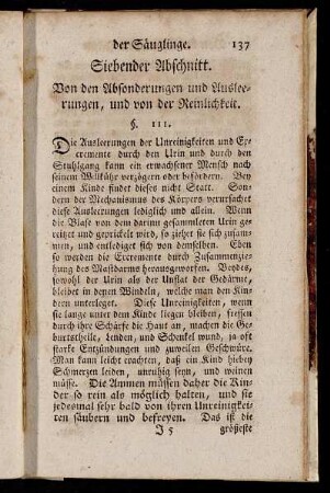 Siebender Abschnitt. Von den Absonderungen und Ausleerungen, und von der Reinlichkeit.