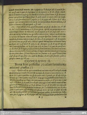 Conclusio II. Bonae fidei possessor (a) casum fortuitum minime praestat (b)