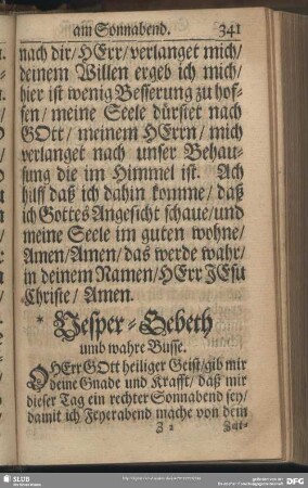 Vesper-Gebeth umb wahre Busse