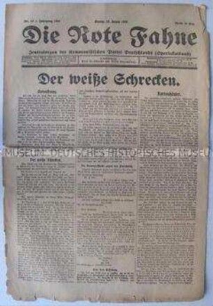 Kommunistische Tageszeitung "Die Rote Fahne" zur Niederschlagung des "Spartakus-Aufstandes"