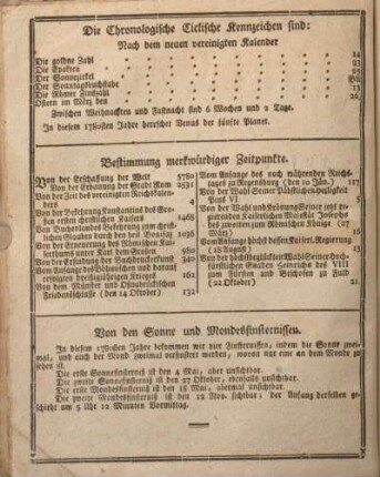 Die Chronologische Ciclische Kennzeichen sind: