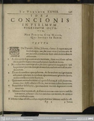 Idea Concionis In Psalmum Vigesimum Octavum