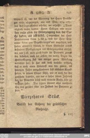 Vierzehntes Stück. Betrift den Anhang der gründlichen Nachricht.