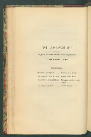 "El arlequín" : Tragedia moderna en tres actos