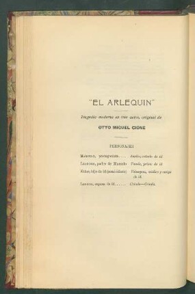 "El arlequín" : Tragedia moderna en tres actos