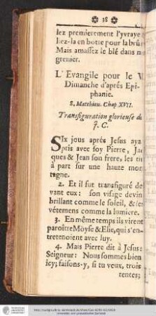 L'Evangile pour le VI. Dimanche d'aprés l'Epiphanie